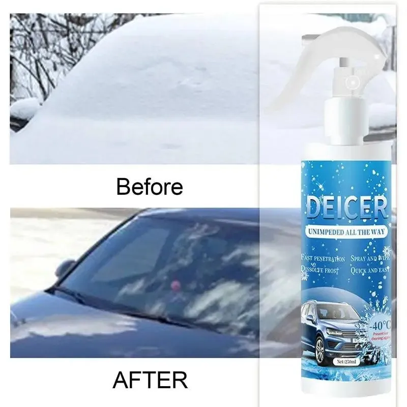 250ml car snow melting deicer spray bottle for windscreen and glass de-icing in winter