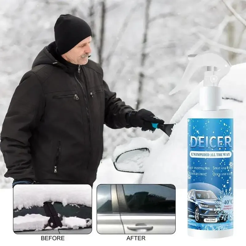 250ml car snow melting deicer spray bottle for windscreen and glass de-icing in winter