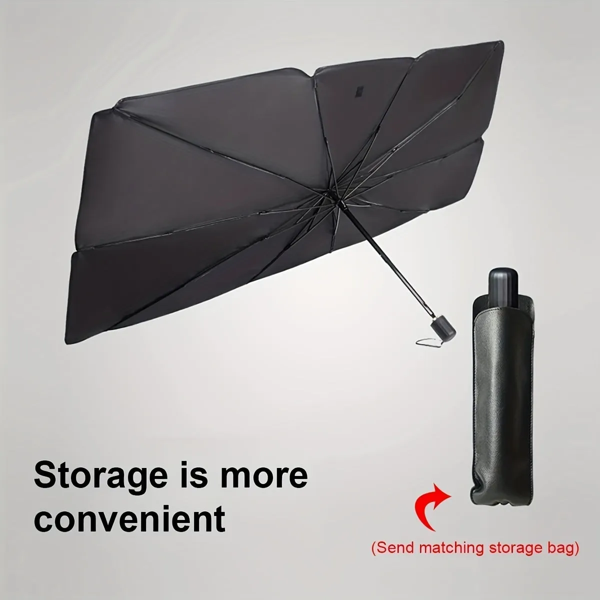Foldable car windshield sunshade umbrella with automatic rebound button for UV protection and heat reduction