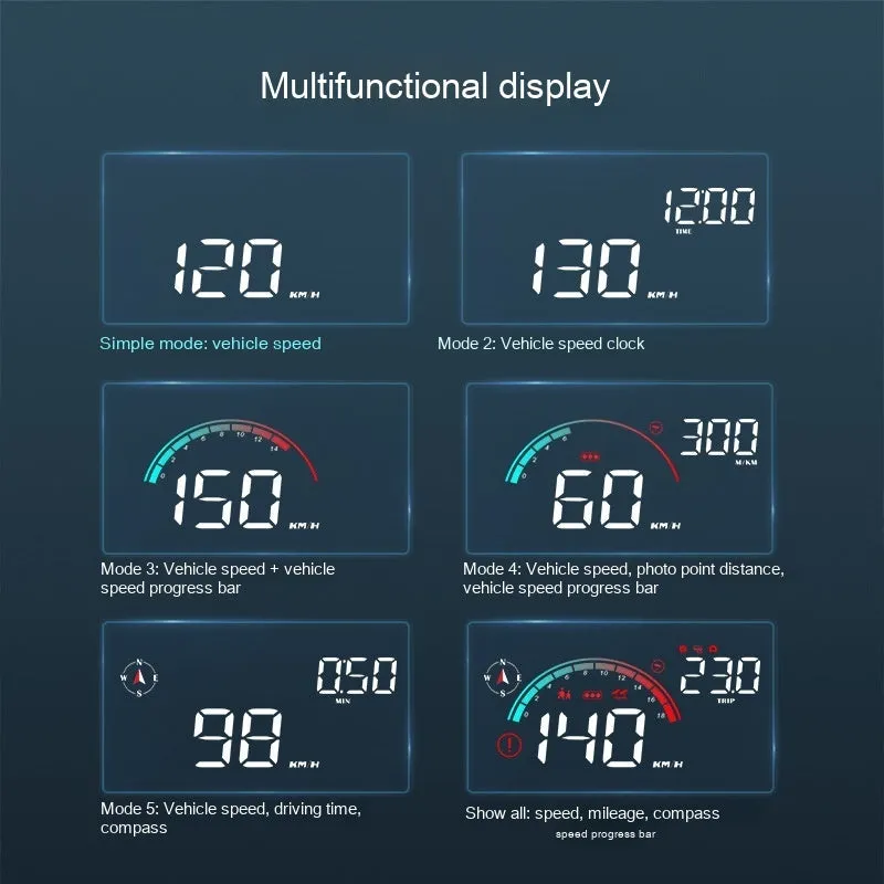 Black head-up display car GPS projector unit for universal vehicle fit