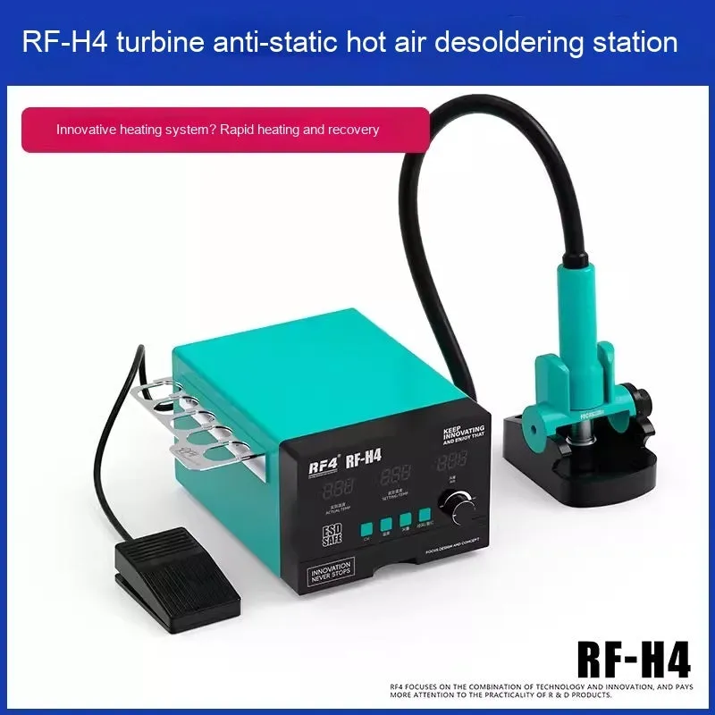 RF4H2 digital hot air gun with three nozzles and sleep handle rack for BGA chip repair