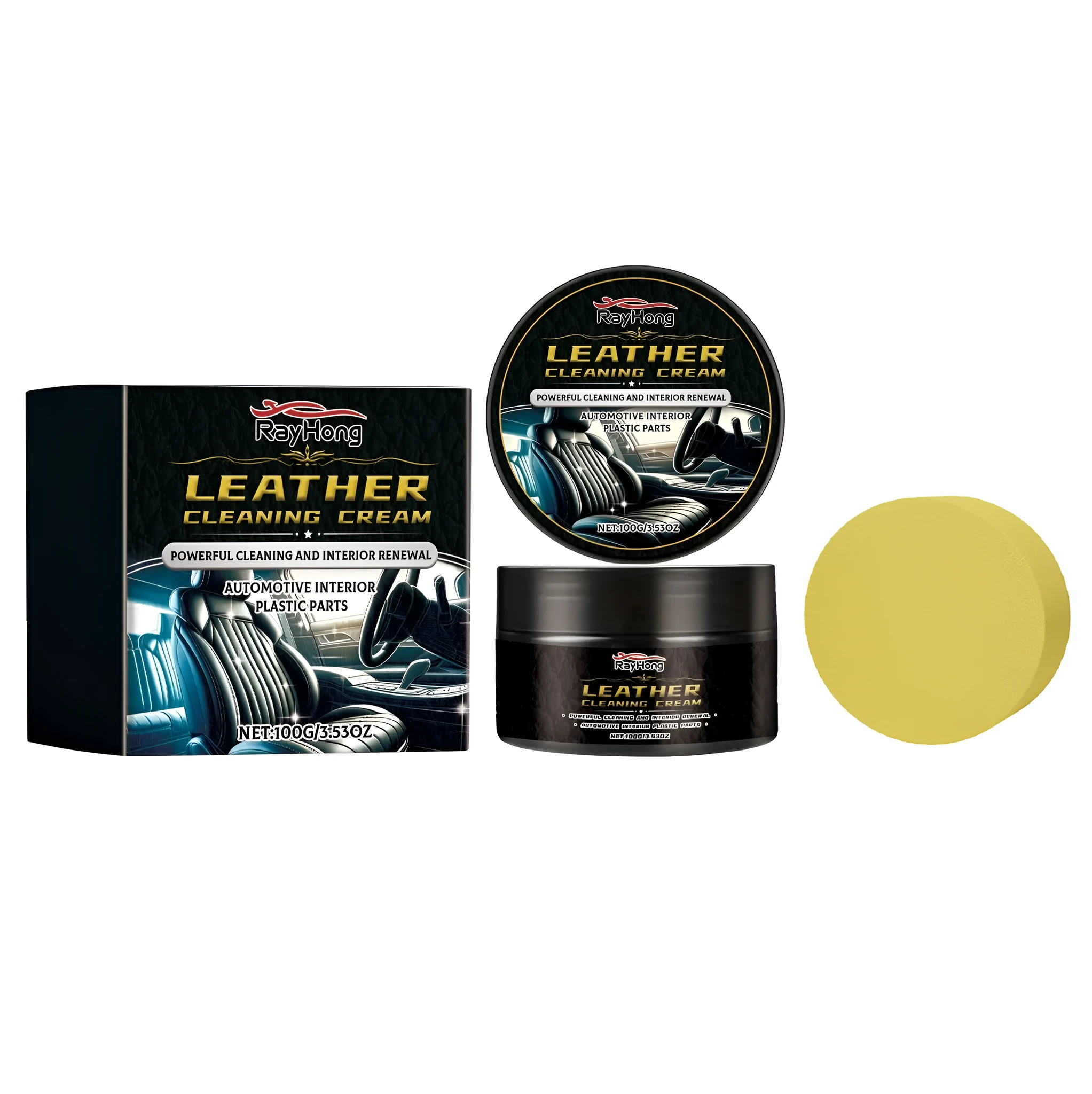 100g leather cleaning cream bottle with application sponge for shoes and bags maintenance