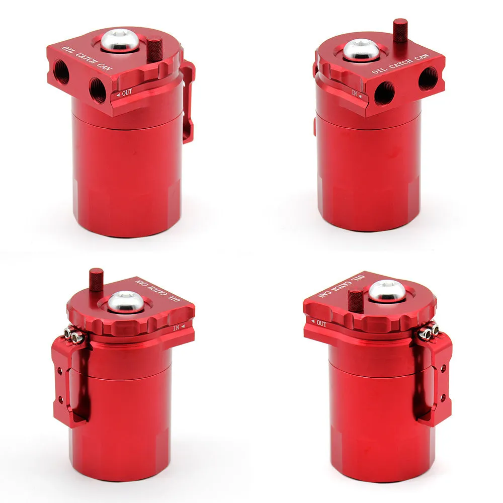 Aluminium car engine oil breather pot in choice of black, blue, red, or silver colours.