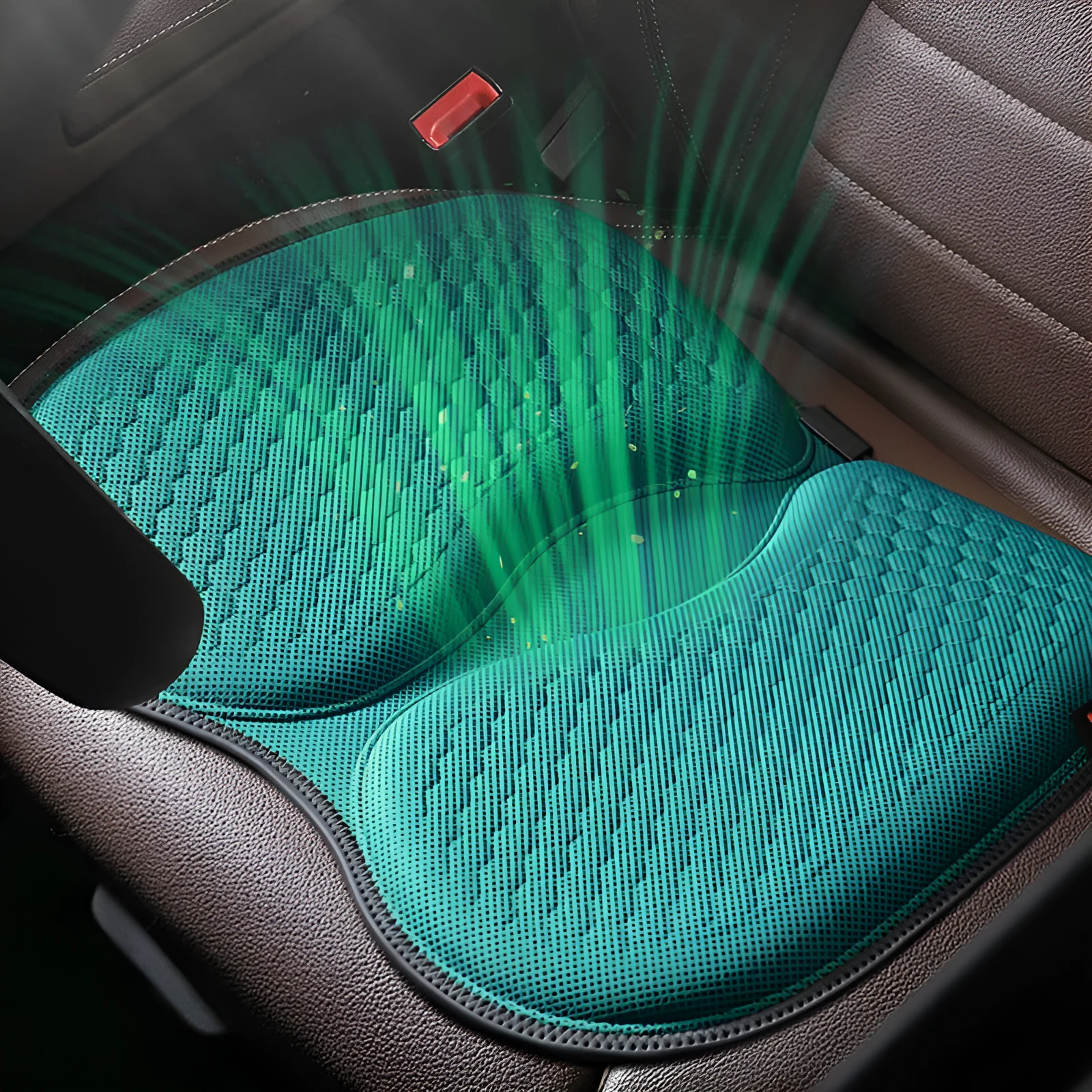 Gel car seat cushion with honeycomb pattern in a choice of six colours on a car seat