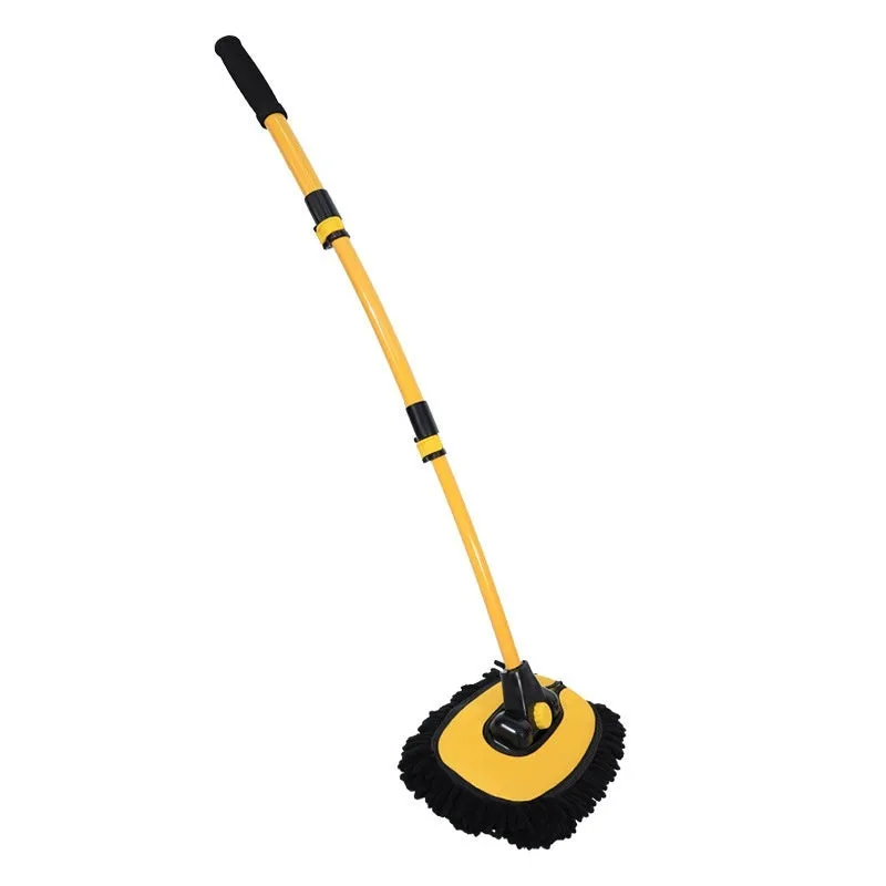 Telescopic curved aluminium car cleaning brush with yellow chenille head