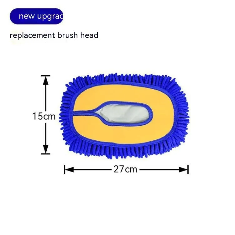 Telescopic curved aluminium car cleaning brush with yellow chenille head