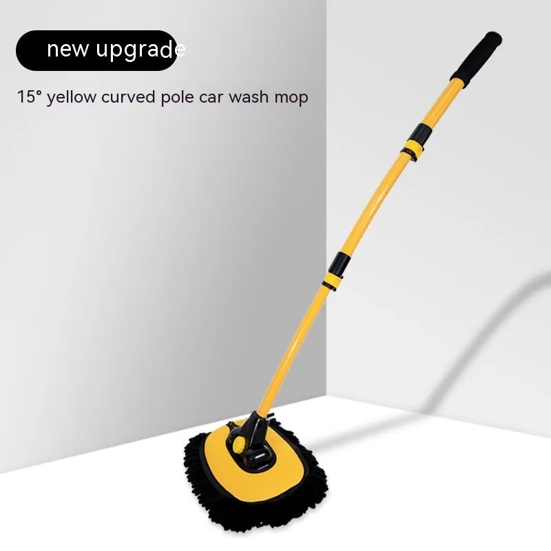 Telescopic curved aluminium car cleaning brush with yellow chenille head