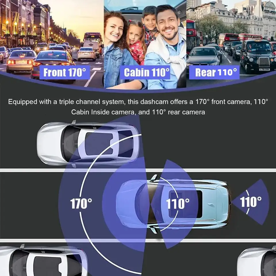 Black G50 dashboard camera with 3-inch screen and wide-angle lens for car windshield mounting