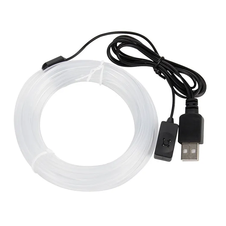 Flexible PVC car ambience light strip with USB connector in multicolour lighting