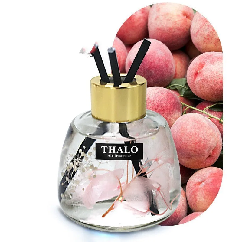 Glass bottle car fragrance ornament for loose incense in one of six colour options.