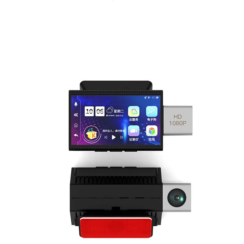 Black 4G front and rear dash camera tachograph with touch screen for vehicle security