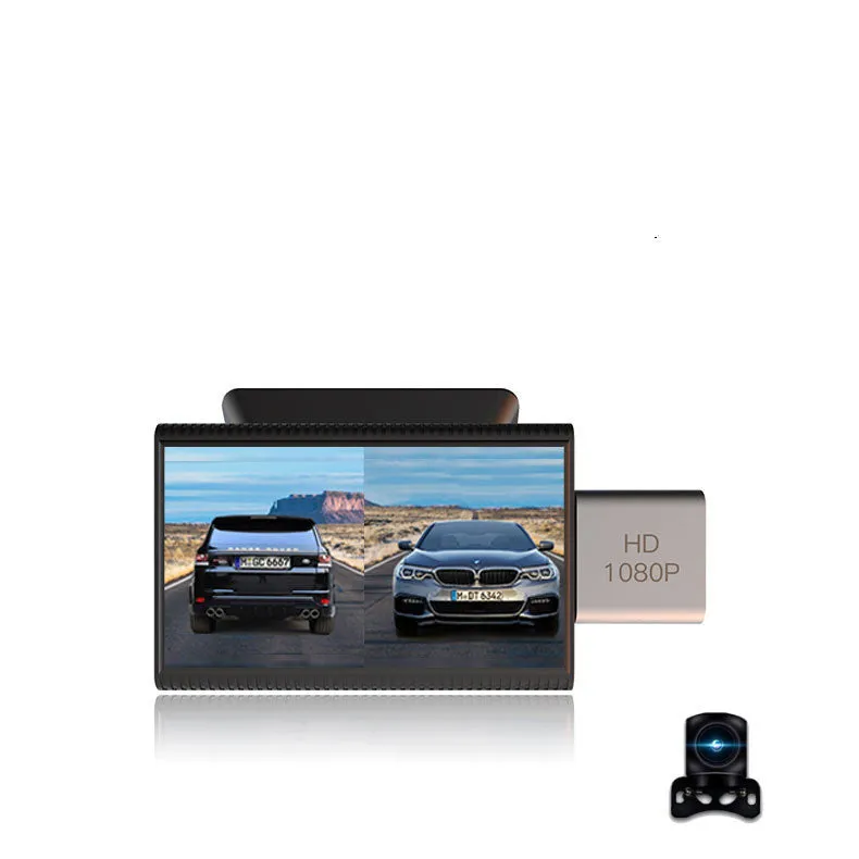 Black 4G front and rear dash camera tachograph with touch screen for vehicle security