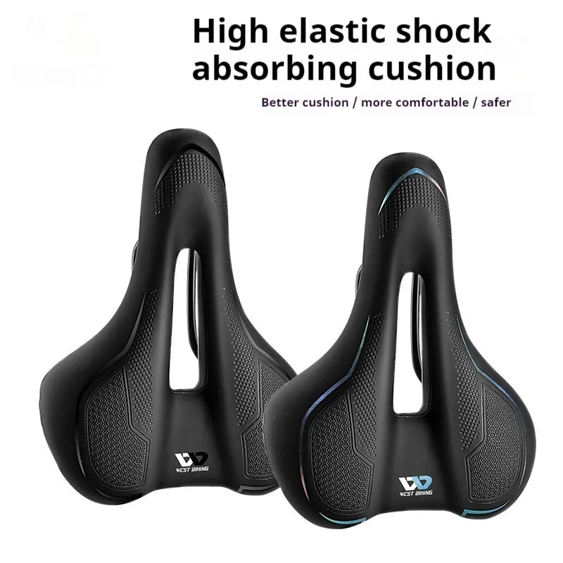 Bicycle saddle with high elastic sponge padding and leather construction in black colour