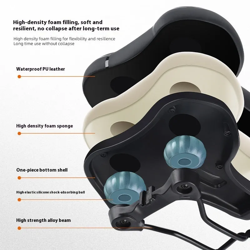Bicycle saddle with high elastic sponge padding and leather construction in black colour