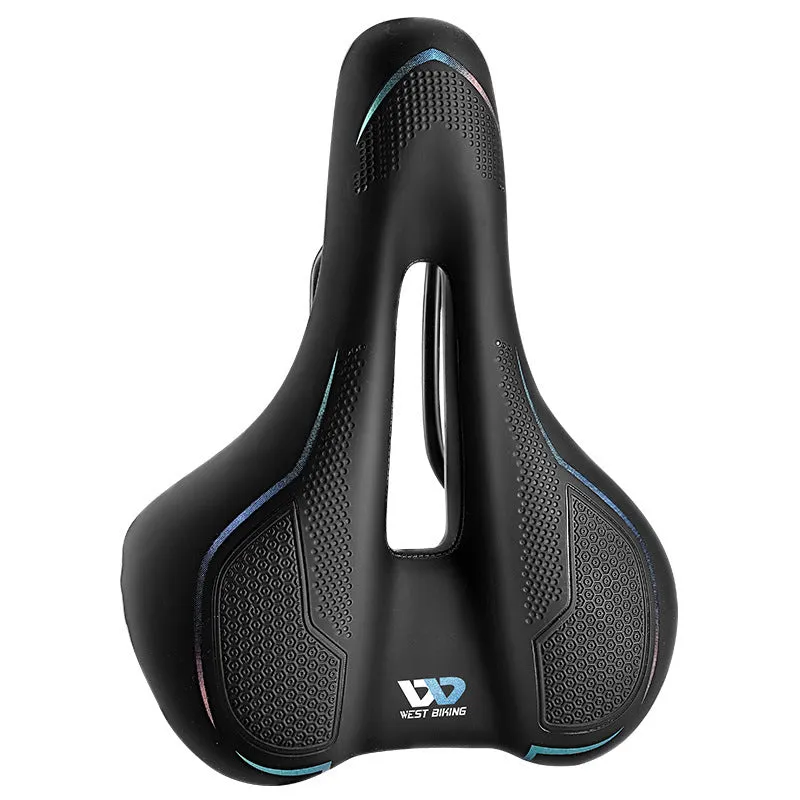 Bicycle saddle with high elastic sponge padding and leather construction in black colour