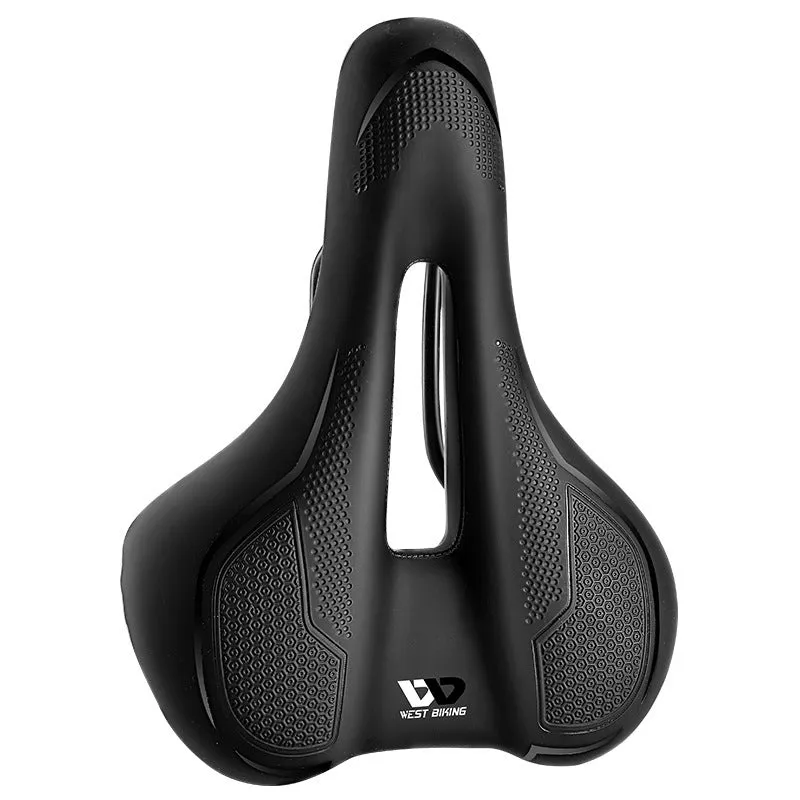 Bicycle saddle with high elastic sponge padding and leather construction in black colour