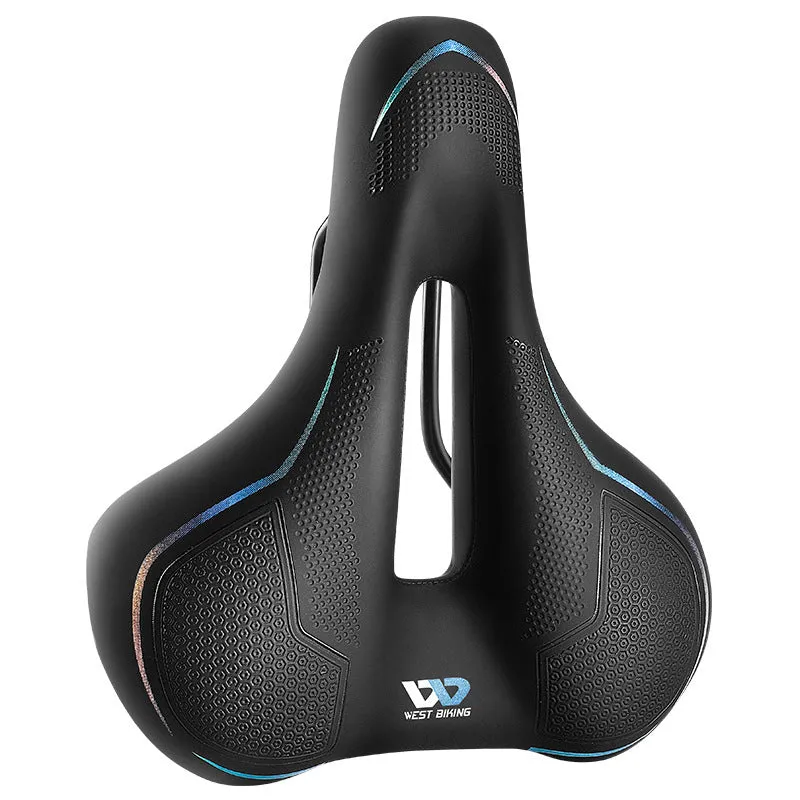Bicycle saddle with high elastic sponge padding and leather construction in black colour