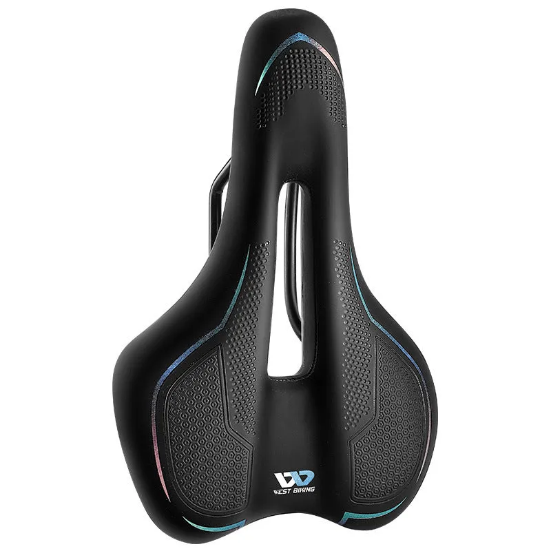 Bicycle saddle with high elastic sponge padding and leather construction in black colour