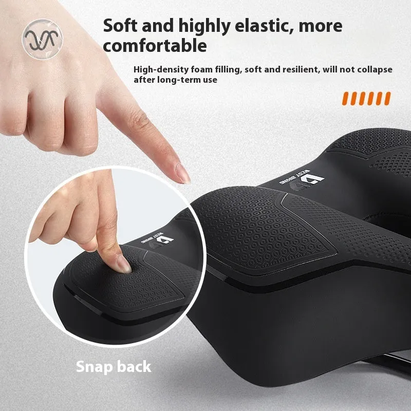 Bicycle saddle with high elastic sponge padding and leather construction in black colour