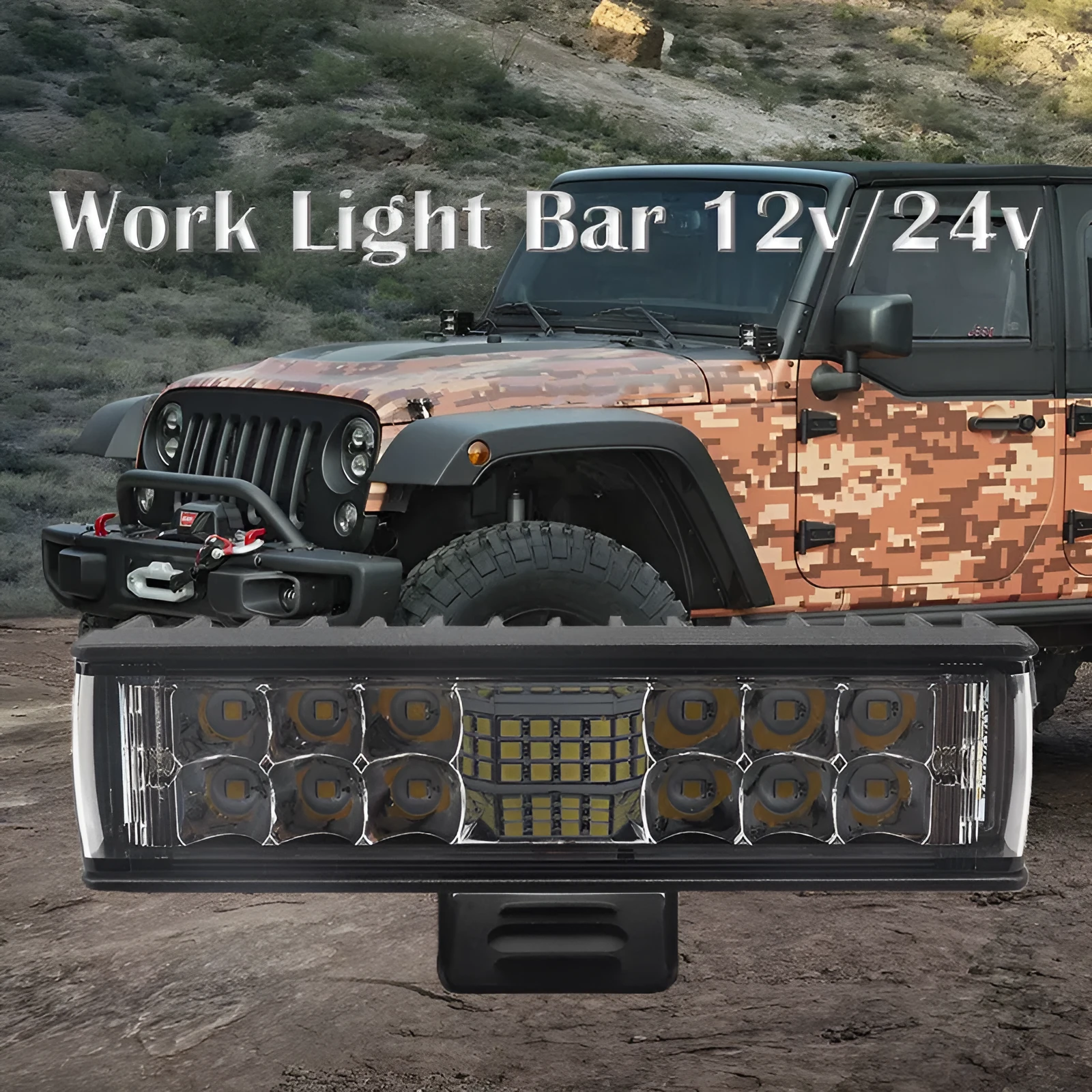 Black aluminium LED strip work light with straight line shape measuring 153mm