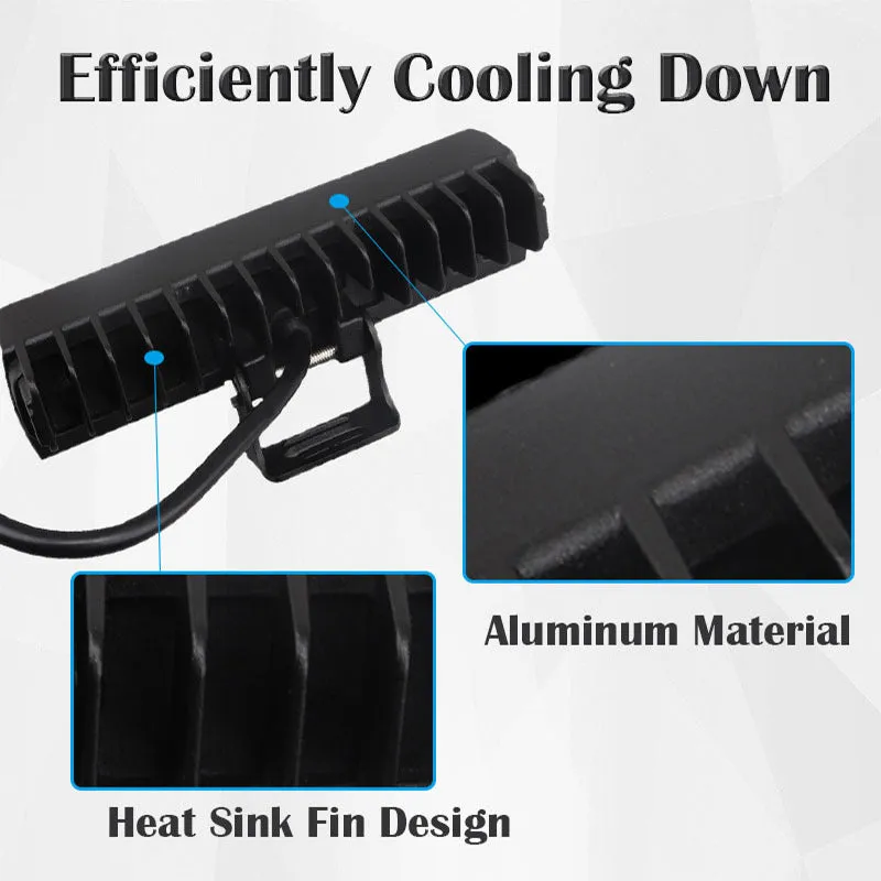 Black aluminium LED strip work light with straight line shape measuring 153mm