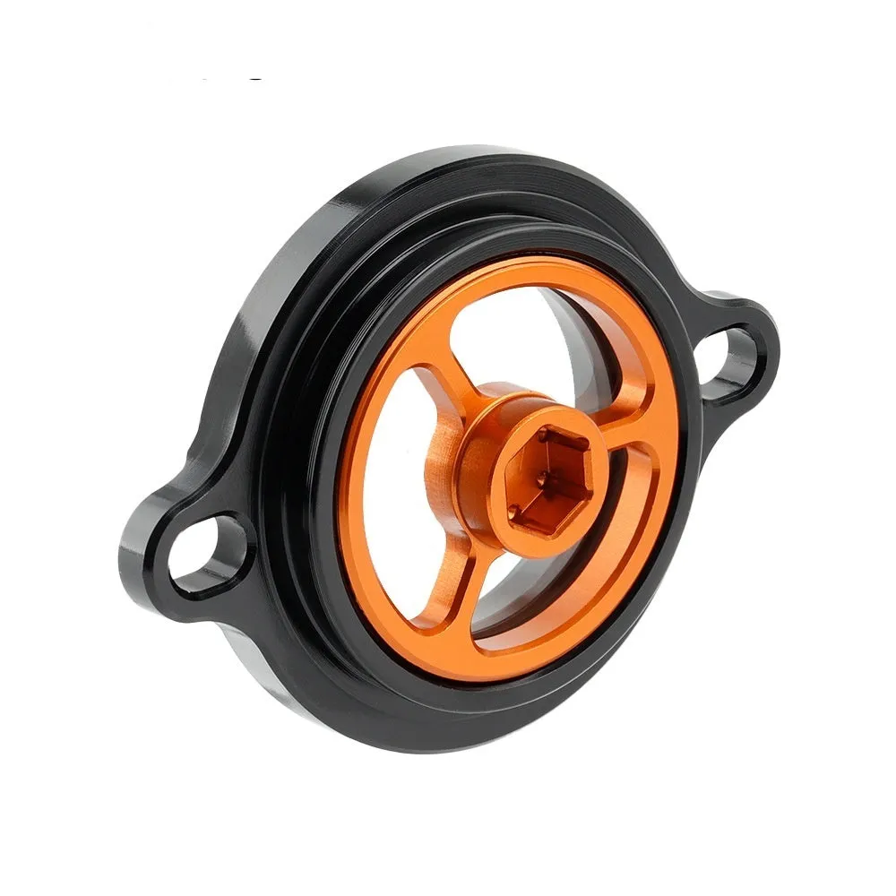 Transparent blue aluminium motorcycle oil filter cover for KTM DUKE models