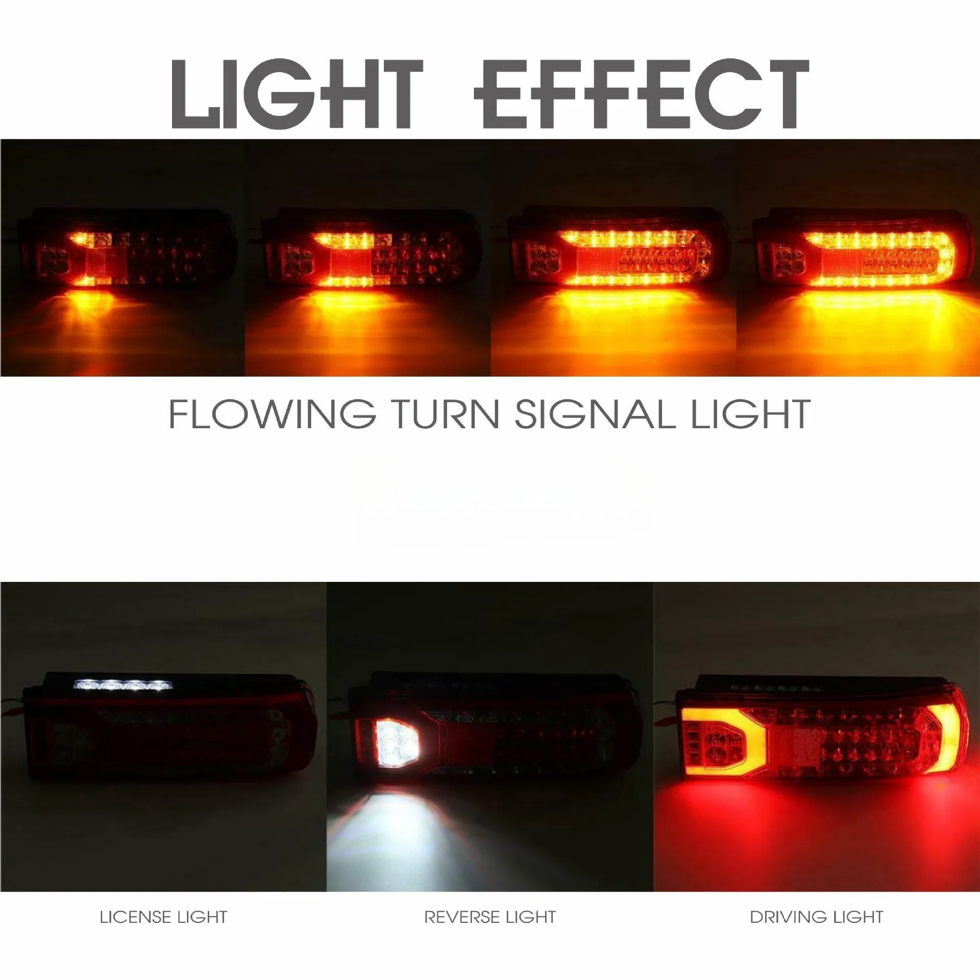 Mercedes-Benz MP4 MP5 heavy truck LED running water rear lamp assembly with white reverse light.