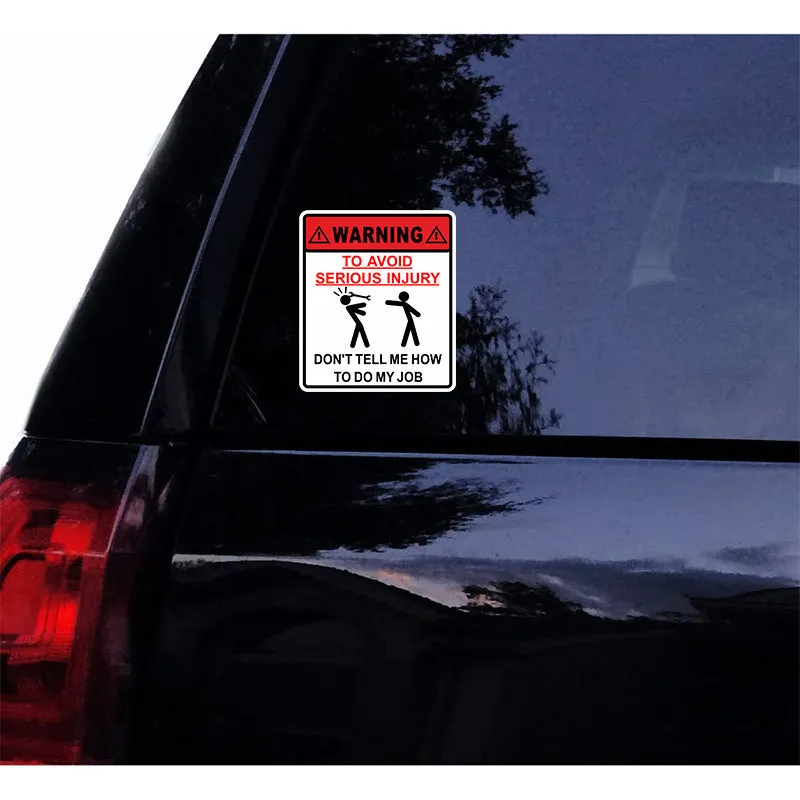 Adhesive car glass warning sticker measuring 14.9cm by 12.6cm.