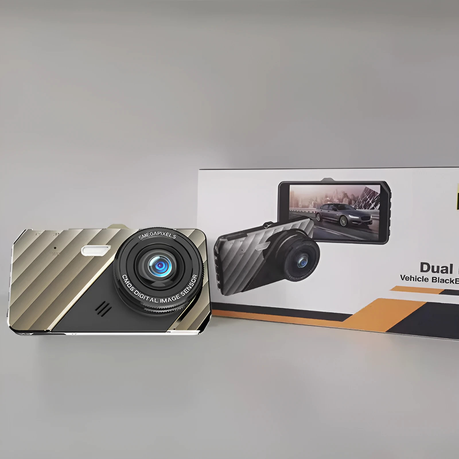 4 inch front and rear dual lens car dash cam with touch screen display