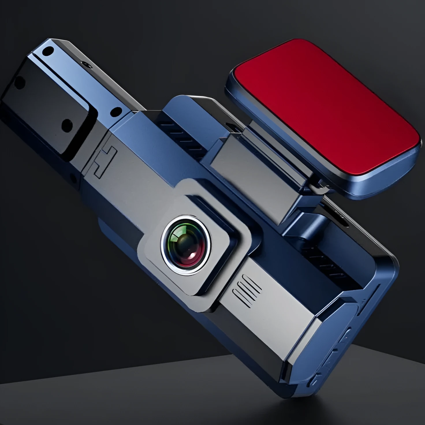 Front view of a car dashboard camera with a 3-inch screen mounted on a windscreen.