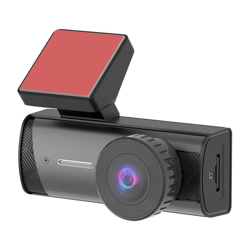 Black wifi connected car dashcam with touch screen and wide angle lens