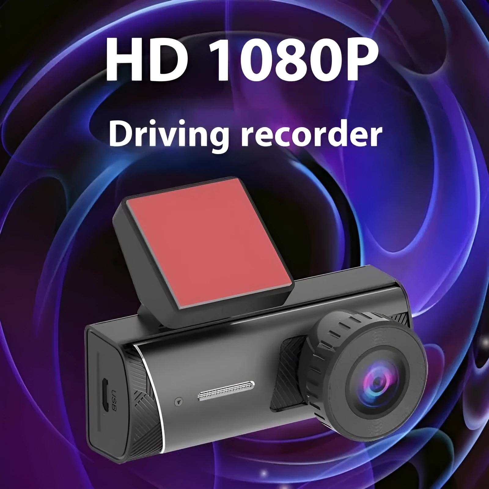 Black wifi connected car dashcam with touch screen and wide angle lens