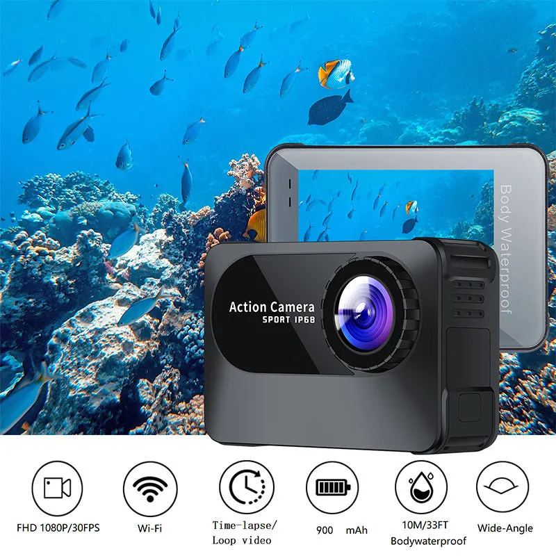 Black outdoor sports camera tachograph with 170 degree wide angle lens