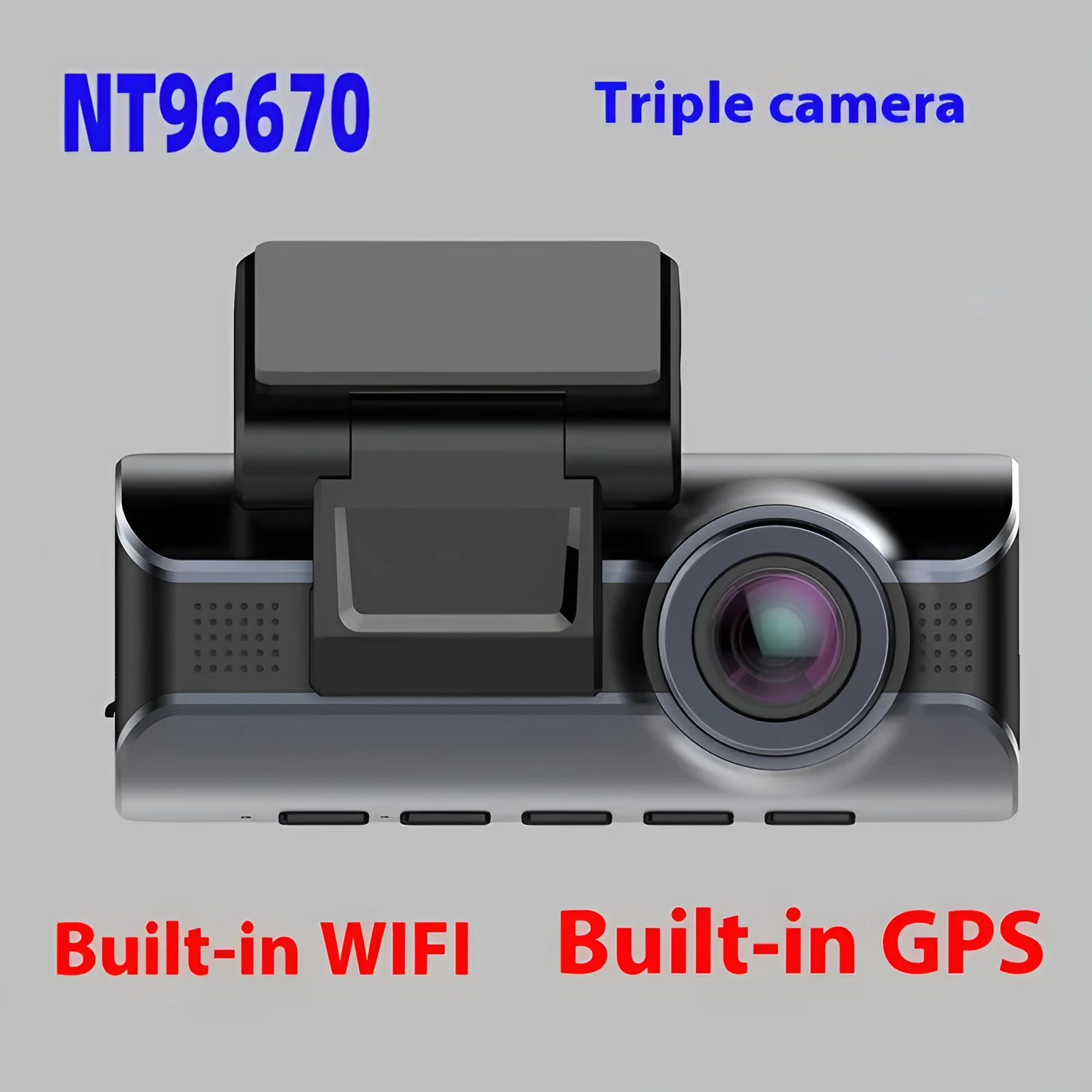 2K resolution driving recorder dash cam with front and rear cameras on 3-inch screen display