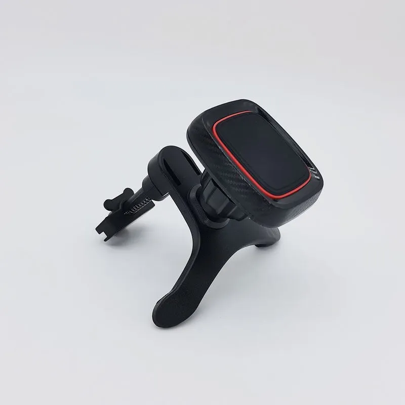 Black car air vent phone mount with long brush holder arm for smartphone navigation