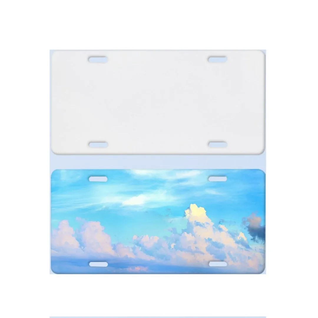 White aluminium licence plate sheet measuring 30.3 by 15 centimetres with four thickness options