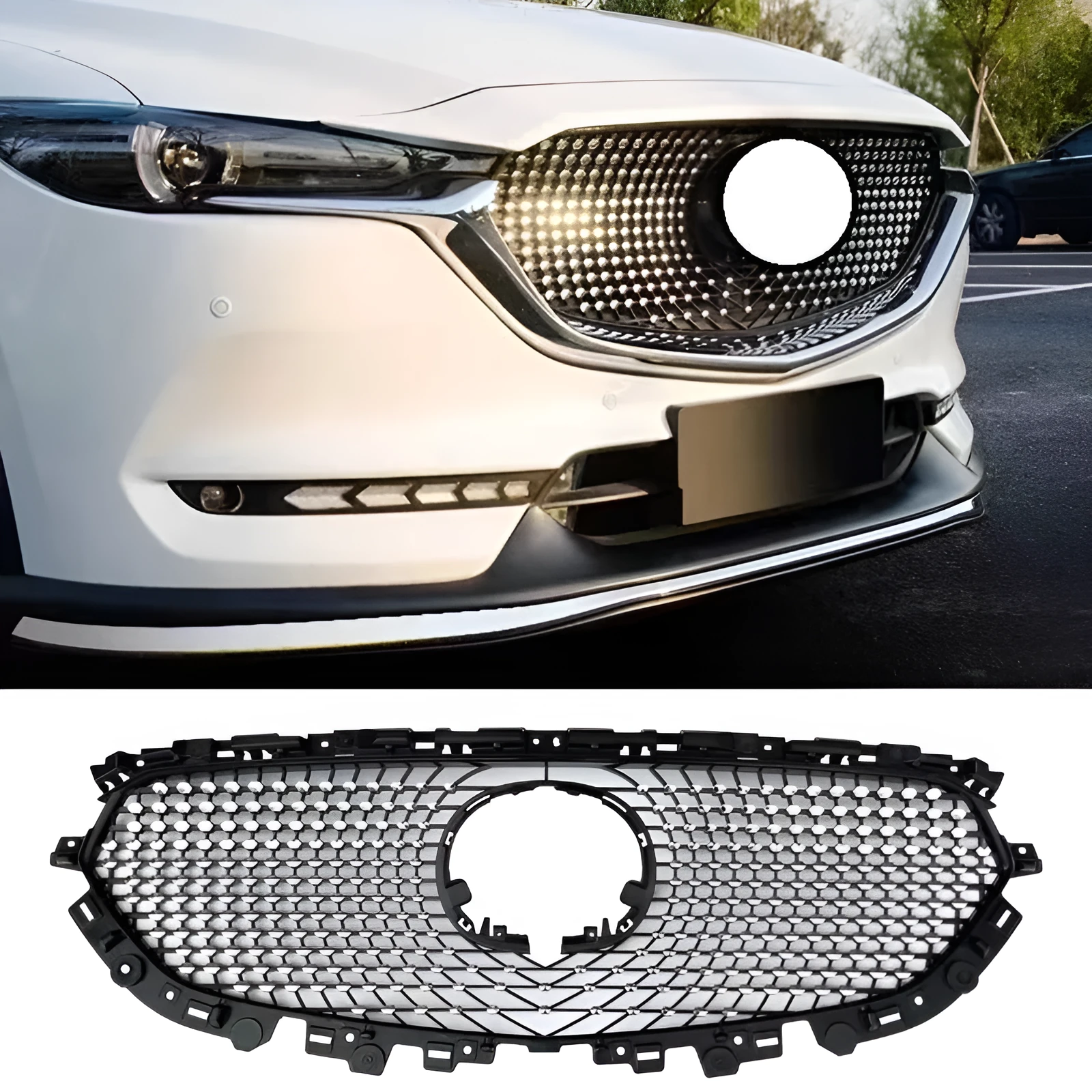 M16 medium mesh sports grille for Mazda CX5 second generation in various GT and logo styles.