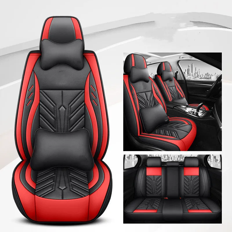 Full-leather car seat cushion with contrast stitching in Nordic Green colour