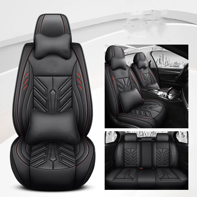Full-leather car seat cushion with contrast stitching in Nordic Green colour