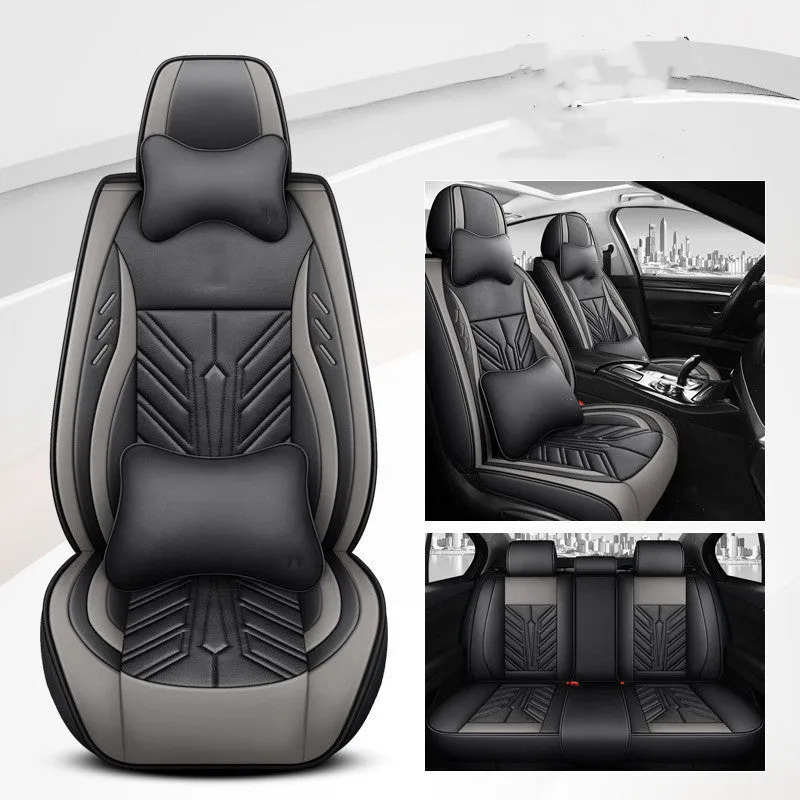 Full-leather car seat cushion with contrast stitching in Nordic Green colour