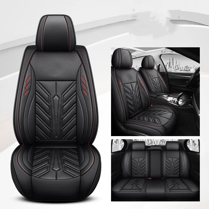 Full-leather car seat cushion with contrast stitching in Nordic Green colour
