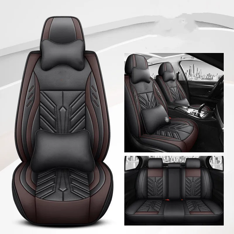 Full-leather car seat cushion with contrast stitching in Nordic Green colour