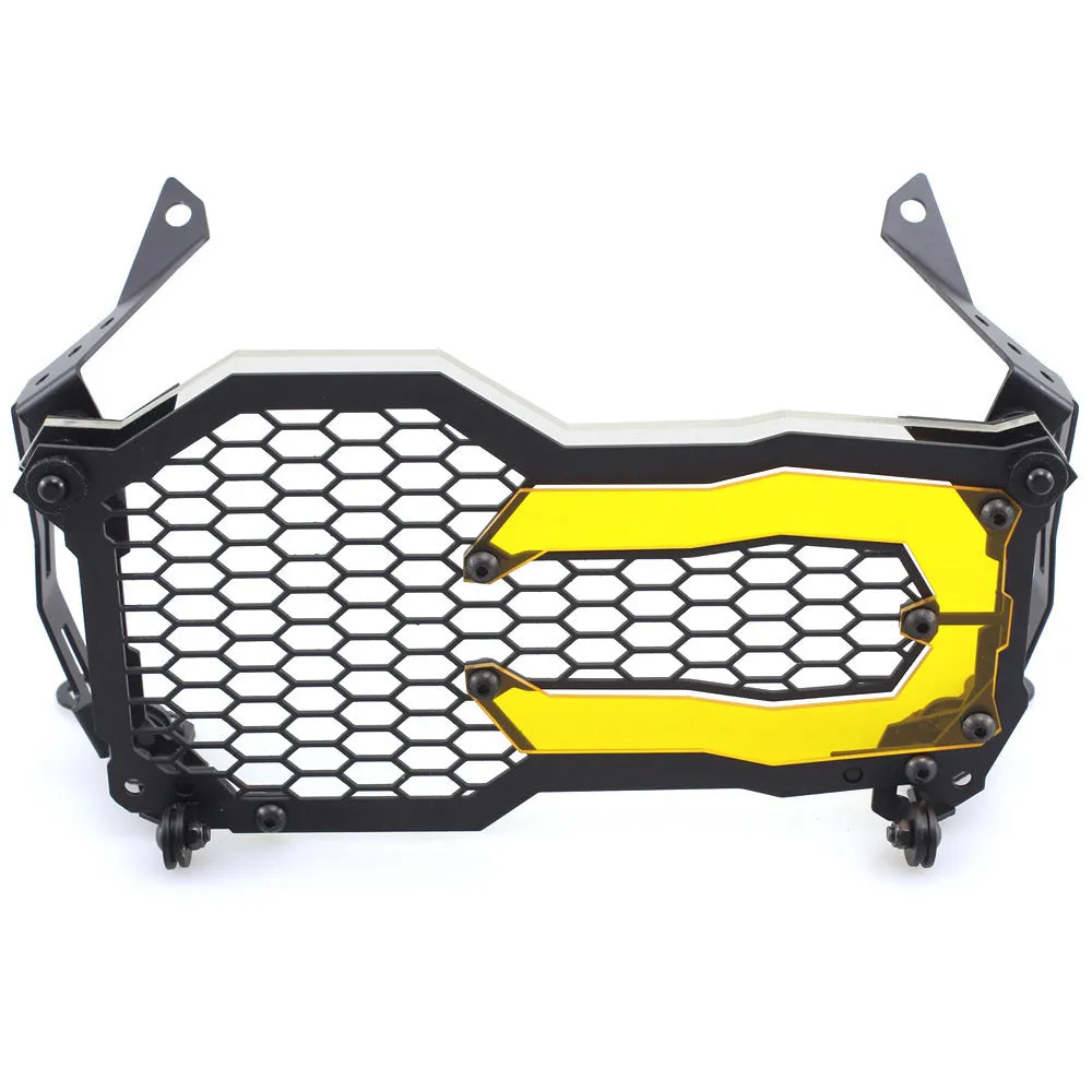 BMW motorcycle headlight protective cover in a choice of colours, shown next to a GS model.