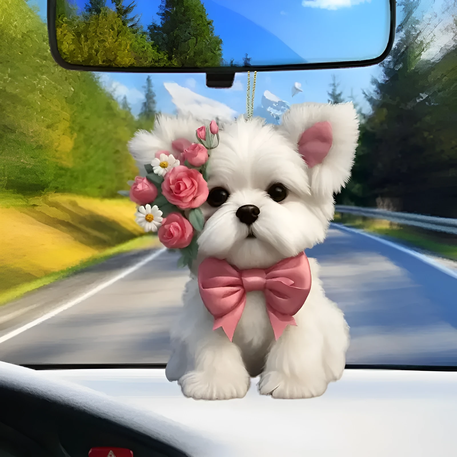 Acrylic car decorative pendant in cartoon style for vehicle interior dashboard