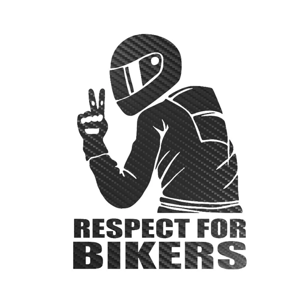 Reflective vinyl motorcycle sticker decal in 3D carbon fibre finish, 15cm by 11cm.