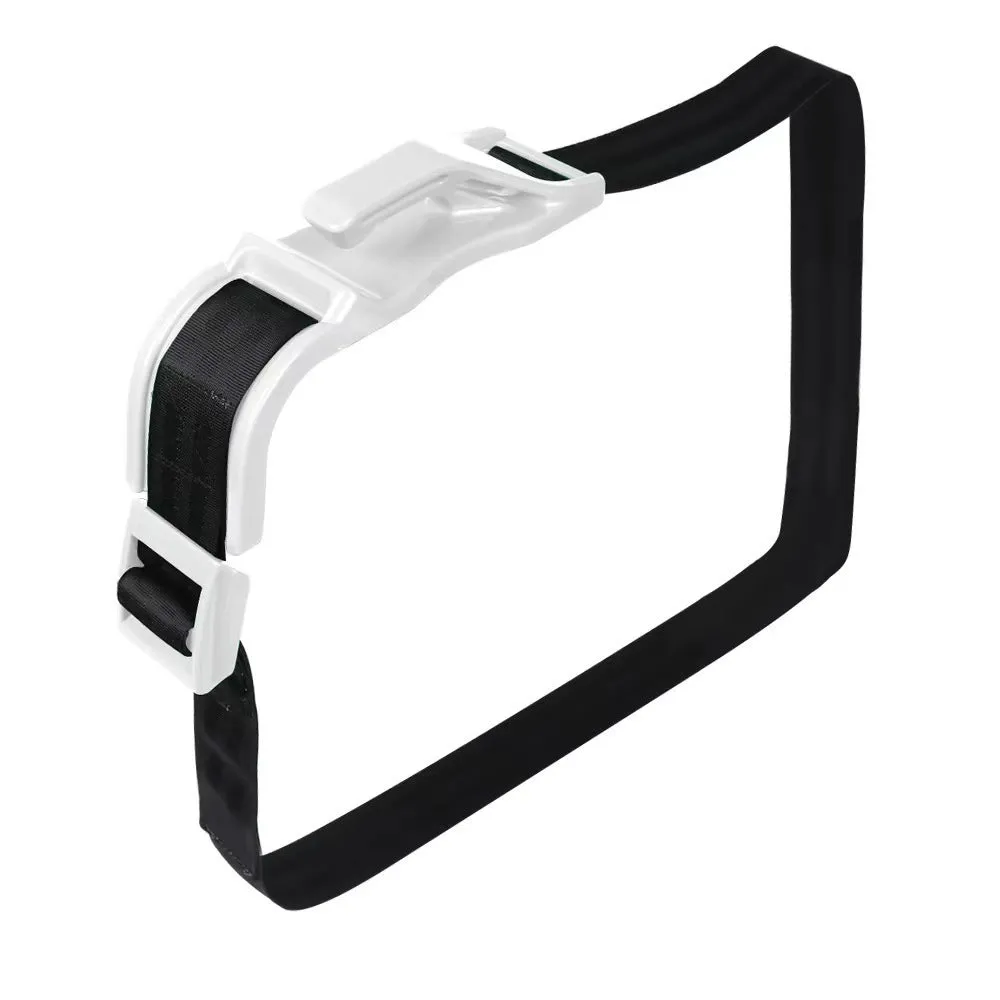 Pregnancy car seat belt adjuster shown in use, redirecting seat belt over thighs instead of abdomen.