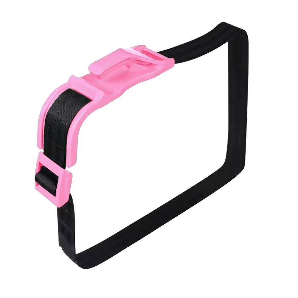 Pregnancy car seat belt adjuster shown in use, redirecting seat belt over thighs instead of abdomen.