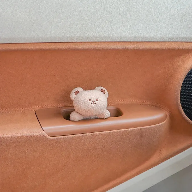 Soft fabric plush doll decoration for car centre console in bear or rabbit cartoon design