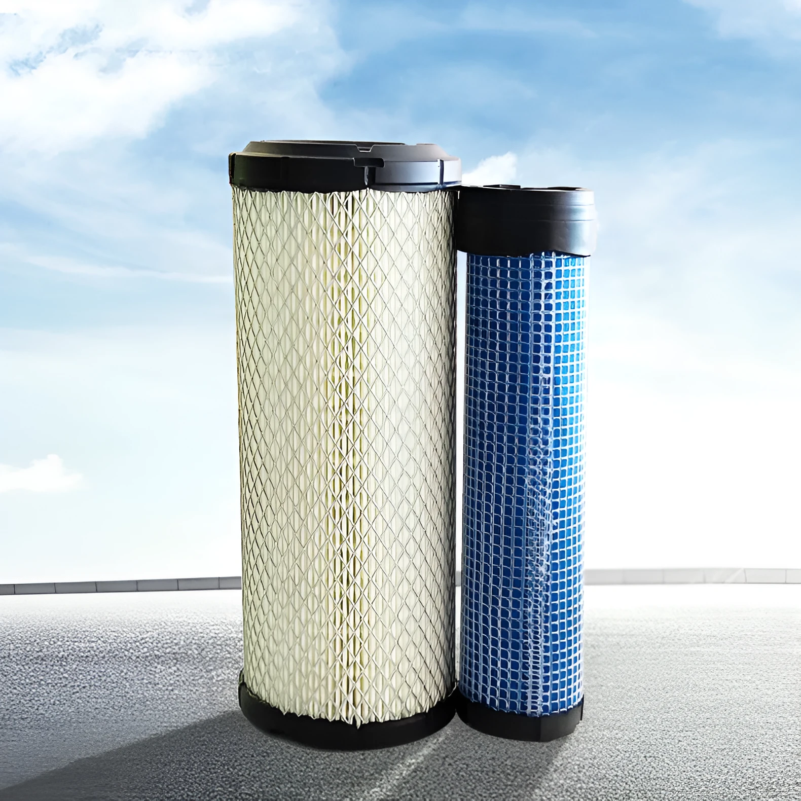Donaldson model 1027 folding engine air filter showing dimensions and wood pulp filter paper construction.