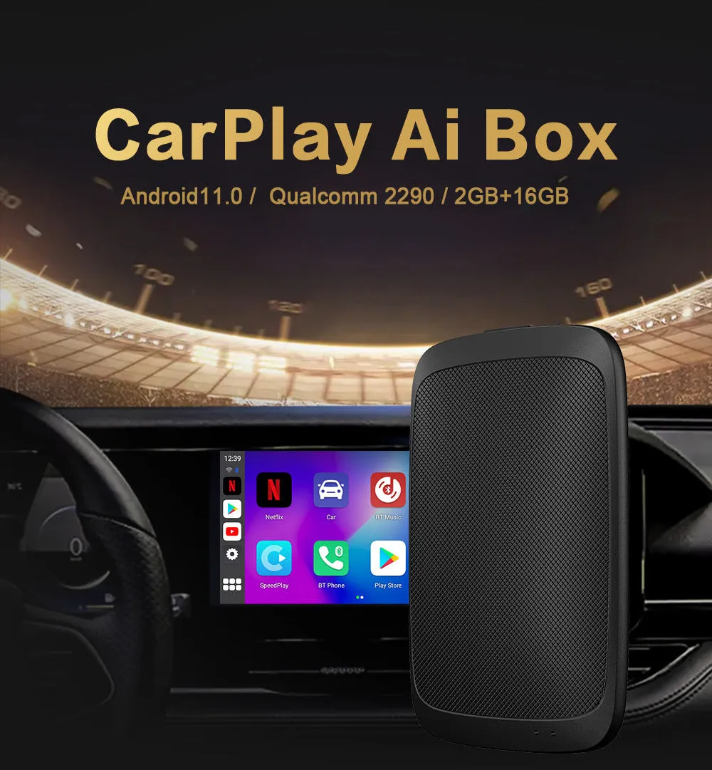 Black Carplay Box with 9-inch touch screen for Android 11 vehicle upgrade
